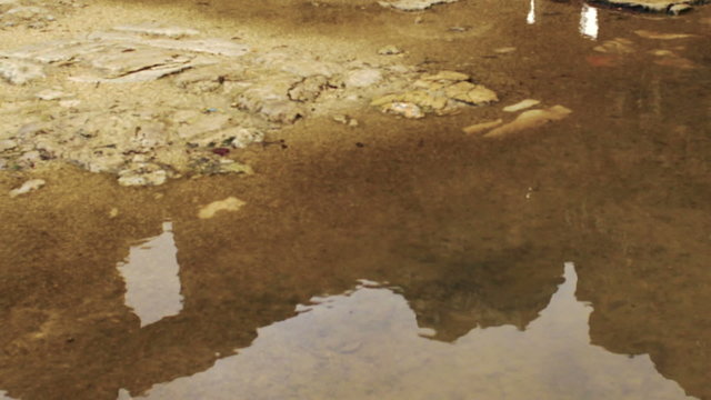 Stock Video Footage panorama of a puddle in the Bar'am ruins shot in Israel at 4k with Red.