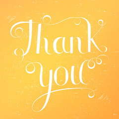 Thank you lettering on yellow background