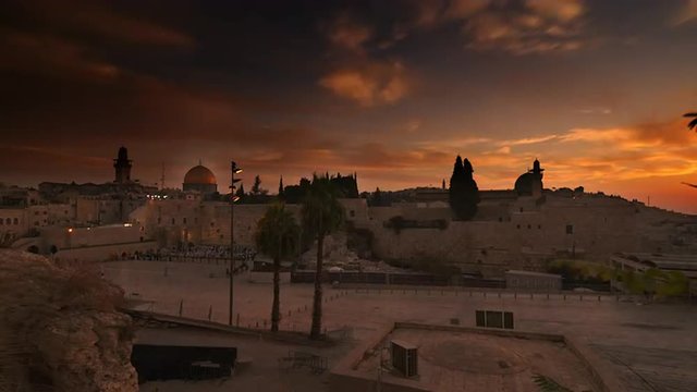 Time lapse of sunrise over Old Jerusalem