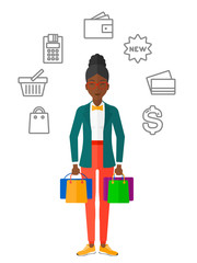 Happy customer with bags.