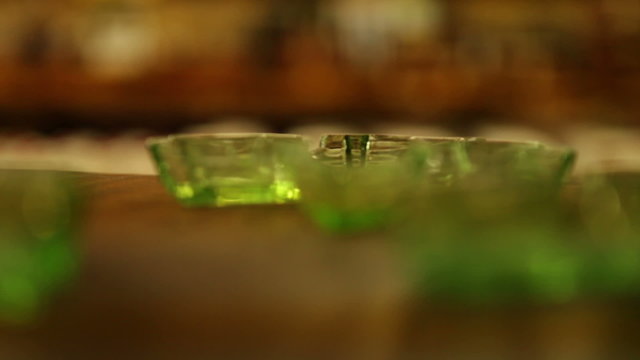 Decorative Green Glass Ashtrays