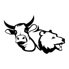 Logo with head of a bull and bear