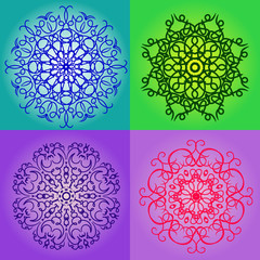 Colorful round pattern set. 