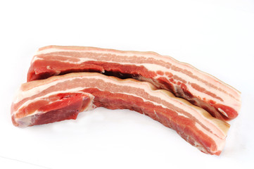 Pork belly on white background
