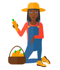 Farmer collecting carrots.