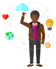 Businessman and cloud computing.