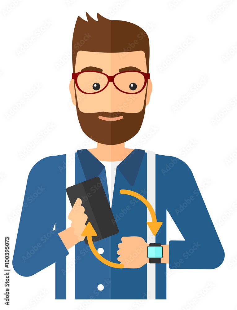 Poster synchronization of smartphone and smartwatch.