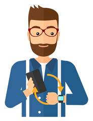 Synchronization of smartphone and smartwatch.