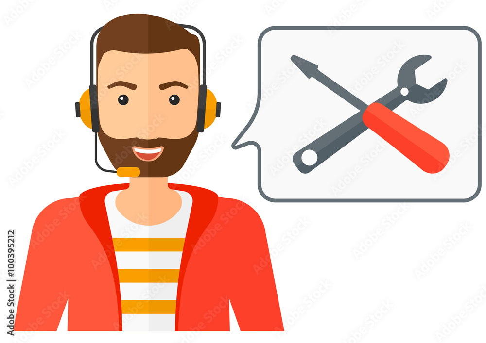 Poster operator of technical support.