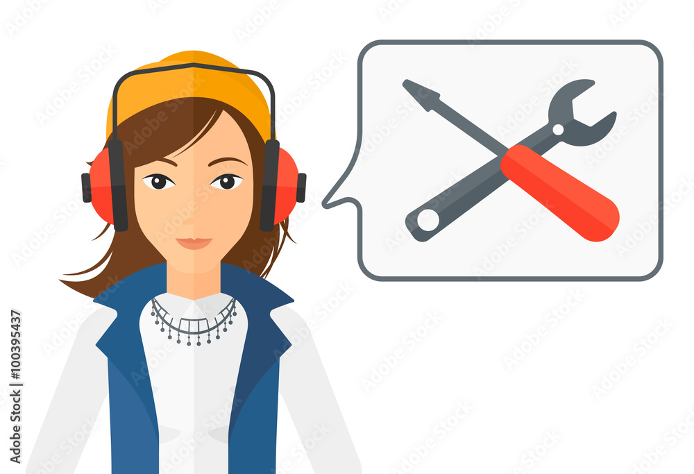 Poster operator of technical support.
