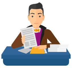 HR manager checking files.