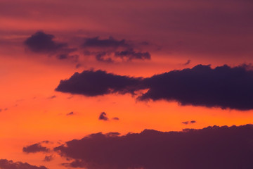 colorful sunset sky with orange cloud, twilight sky background