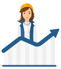 Woman with growing chart.