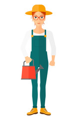 Farmer with watering can.
