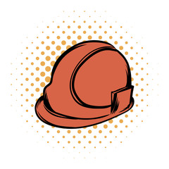 Orange safety helmet comics icon