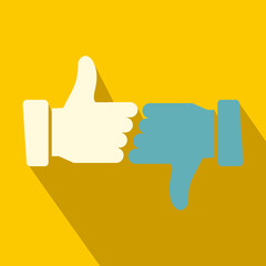 Hands showing thumbs up and down flat icon