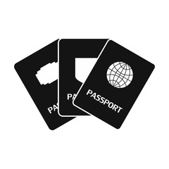 Three passports black simple icon