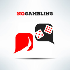 Vector no gambling dialog sign background. Gaming forbidden sign with dice
