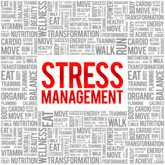 Stress Management word cloud background, health concept