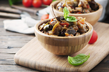 Traditional italian dish with eggplant and tomato