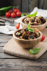 Traditional italian dish with eggplant and tomato