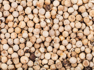 many dried white pepper peppercorns