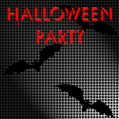 metal screen Halloween poster with black bats illustration