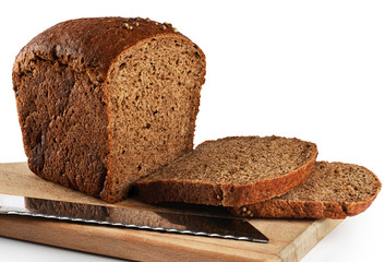 Brown bread on a white background.