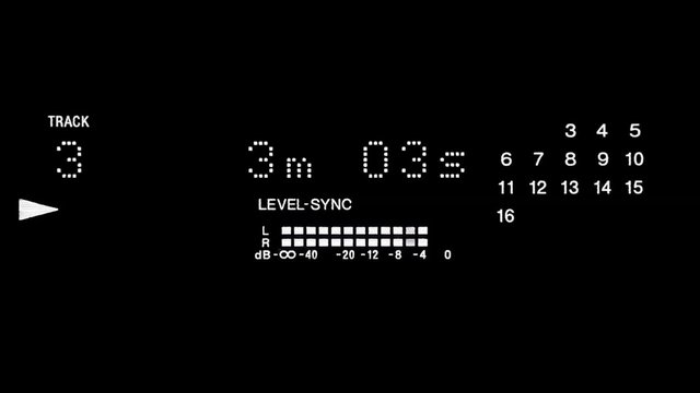 Digital Information Display sound level and track number on the CD player