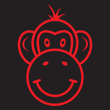 Red Fire Monkey. Chinese New Year. Astrology. Vector Image.