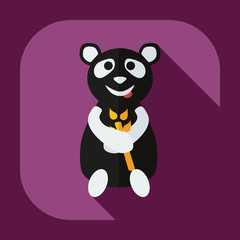 Flat modern design with shadow icons panda eating