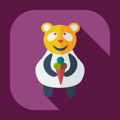Flat modern design with shadow icons panda eating