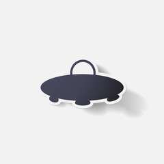 Paper clipped sticker: UFO