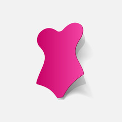 Realistic paper sticker: swimsuit
