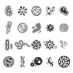 Virus cell icons. Vector illustration.
