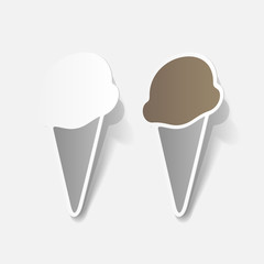 Realistic paper sticker: ice cream