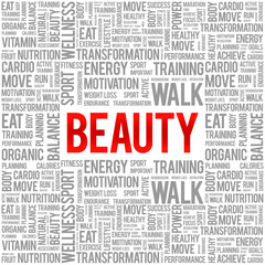 BEAUTY word cloud background, health concept