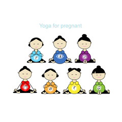 Pregnant yoga, women group for your design