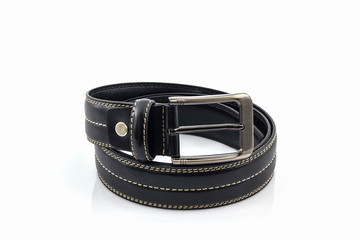 Black leather belt for men.