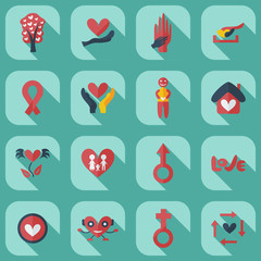 Flat concept, set modern design with shadow family