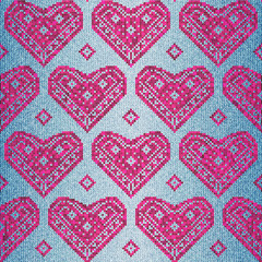 Fototapeta na wymiar Embroidery hearts on jeans