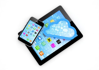 tablet pc, smart phone and cloud