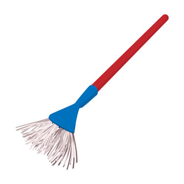 Plastic broom cartoon illustration