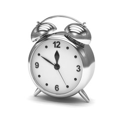 Chrome alarm clock on white