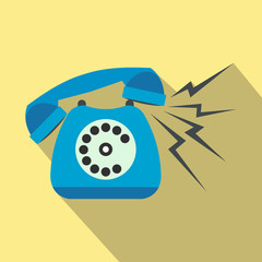 Ringing blue stationary phone flat