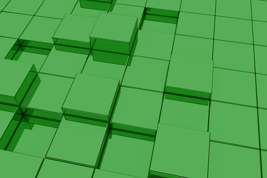 Extruded Green Glass Cubes