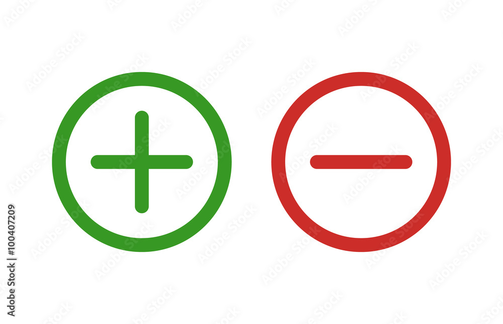 Poster plus and minus or add and subtract line art color icon for apps and websites.