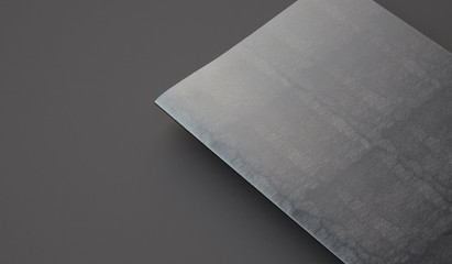 Closeup of leather cover on textbook, gray background. 3d render