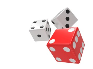 three dices on white