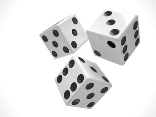 three dices on white